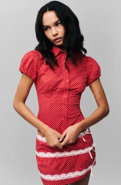 Guizio Liana Top in Red /White Dot at Nordstrom, Size Small | Nordstrom
