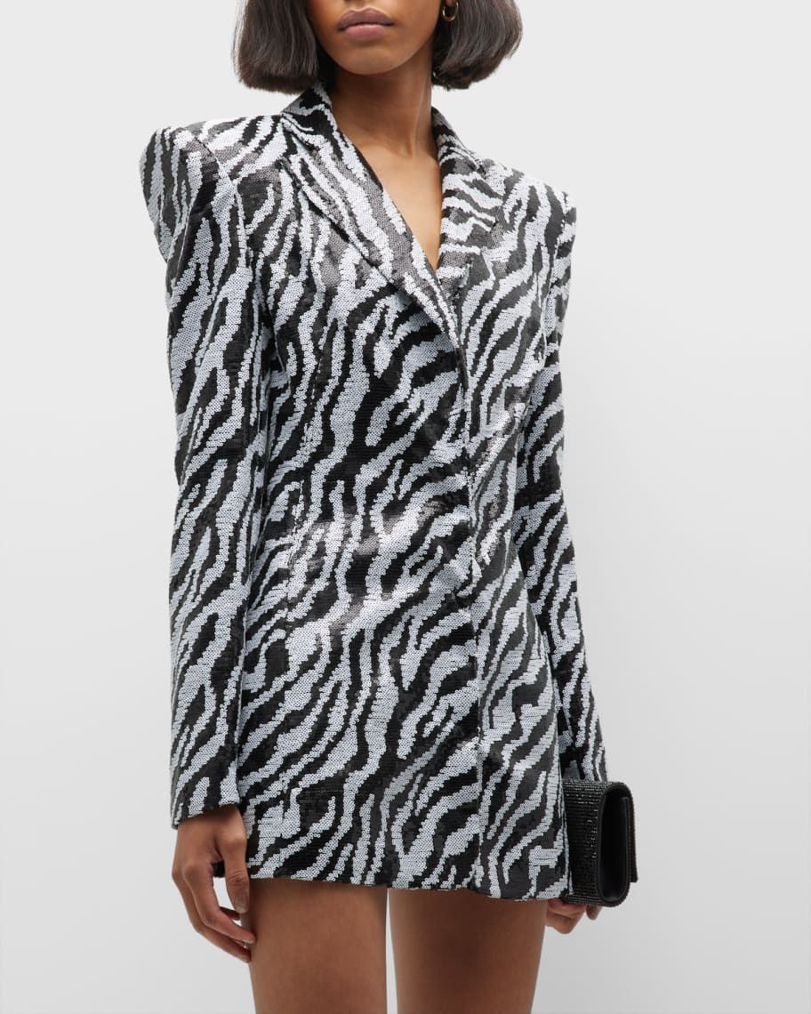 Bronx and Banco Zizi Zebra Sequin Blazer Mini Dress | Neiman Marcus