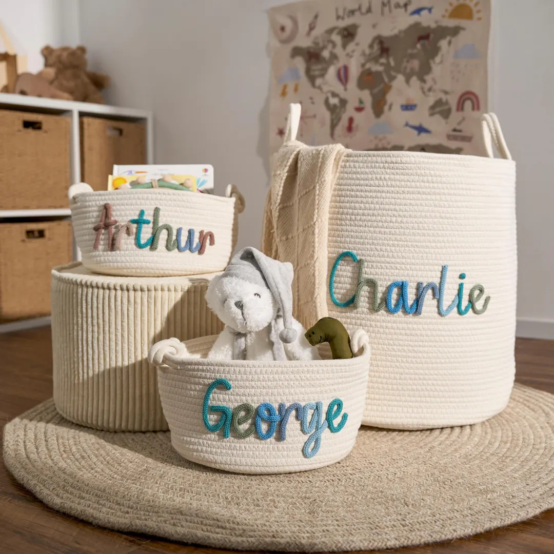 Personalized Baby Basket | Rope Cotton Baby Gift Basket | Baby Gift Basket| Newborn Gift | Baby S... | Etsy (US)