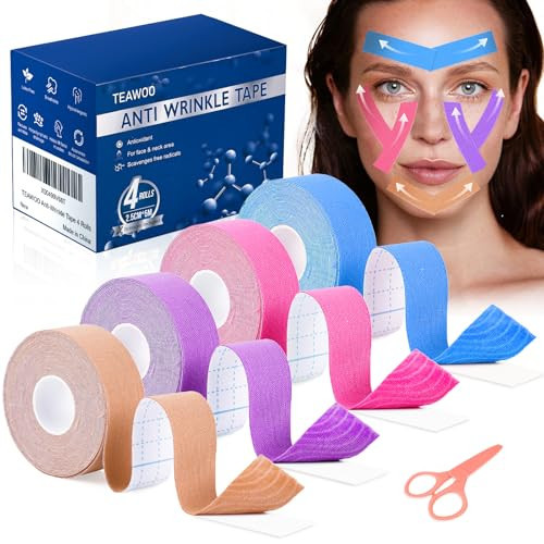 Anti Wrinkle Face Tape | Anti Aging Face Tape for Wrinkles | Facial Myofascial Lift Tape for Skin | Skin Tape for Face & Forehead | Face Tapes for Lifting Sagging Skin (4 Colors Assorted) | Amazon (US)