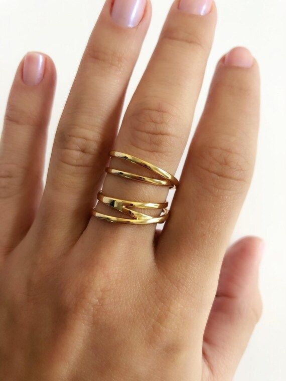 Delicate multi strand ring • Multi band ring • Delicate gold ring • Minimal ring • Multiple ring • S | Etsy (US)