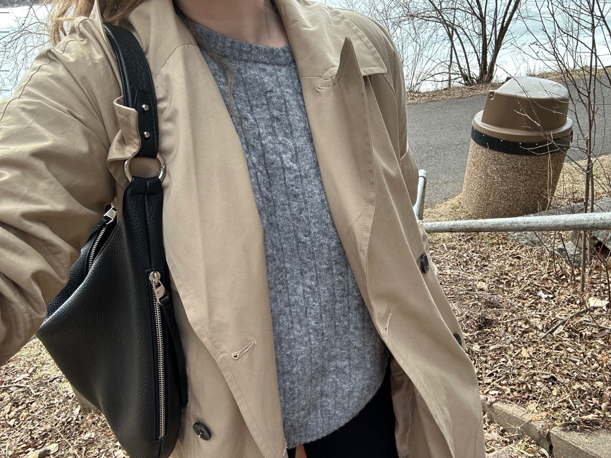 Spring outfit
Trench coat Small
Sweater XSmall 
Black wide leg pants XSmall 
Black shoulder bag 

#LTKStyleTip #LTKTravel #LTKSeasonal