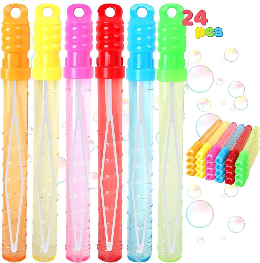 JOYIN 24 Pack 10’’ mid Bubble Wands Assortment, 6 Colors Bubble Wands 3 OZ Party Favors Kids ... | Amazon (US)