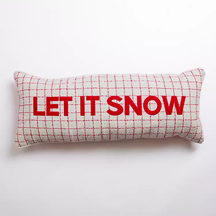 Red Checked Let it Snow Christmas Pillow | Kirkland's Home