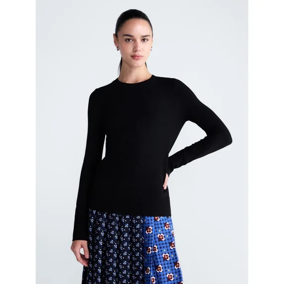 Free Assembly Women's and Women's Plus Cozy Yarn Crewneck Sweater, Midweight, Sizes XS-4X | Walmart (US)