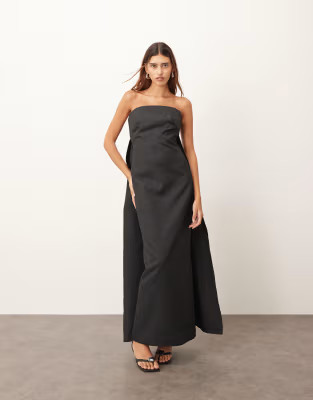 ARRANGE bandeau structured maxi dress with back cut out in black | ASOS (Global)