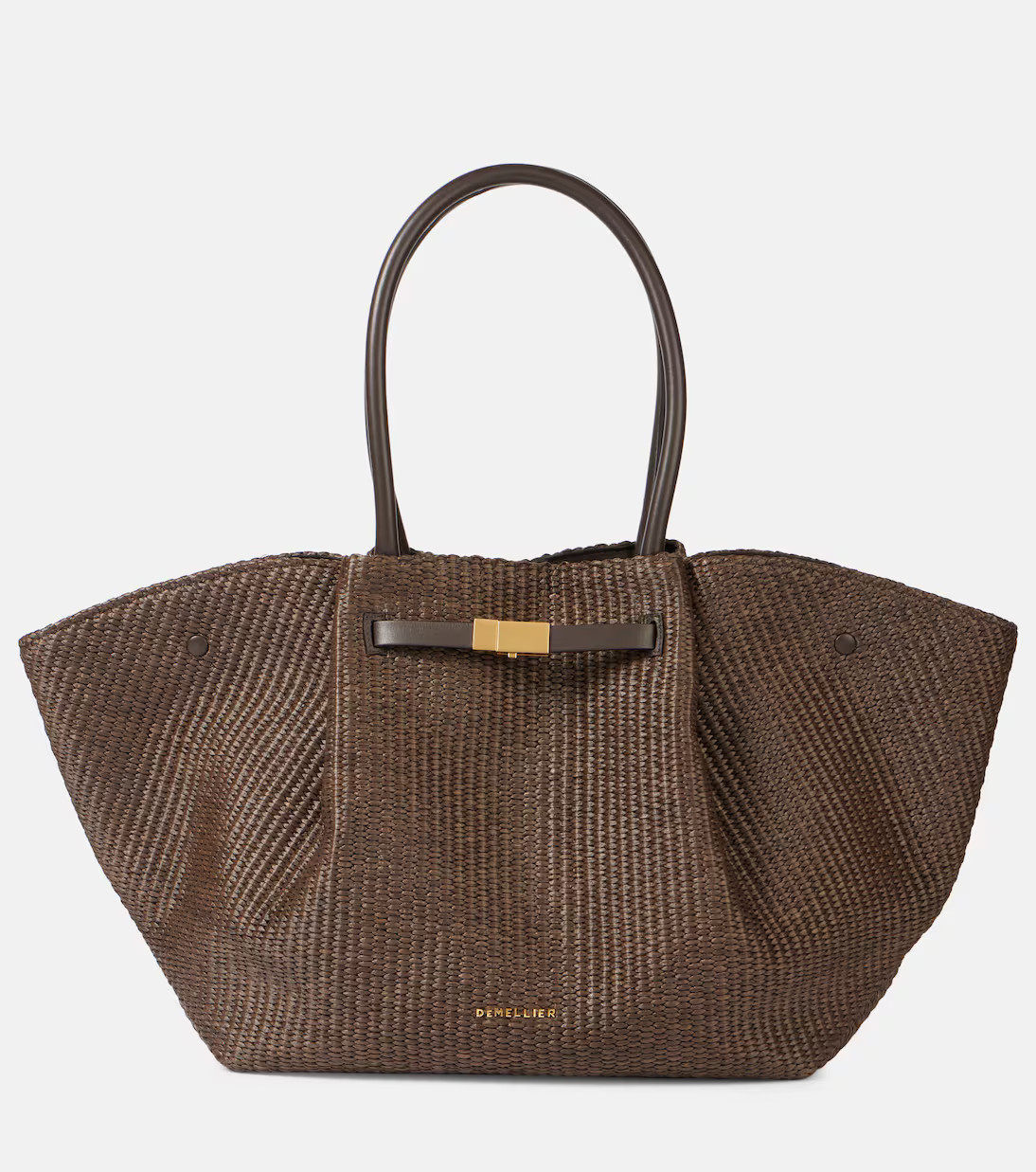 New York leather-trimmed raffia tote bag | Mytheresa (US/CA)