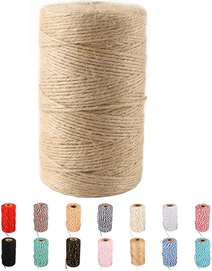 Natural Jute Twine,328 Feet Jute Rope Brown Twine Rope for Crafts,Gift Wrapping, Packing, Gardeni... | Amazon (US)