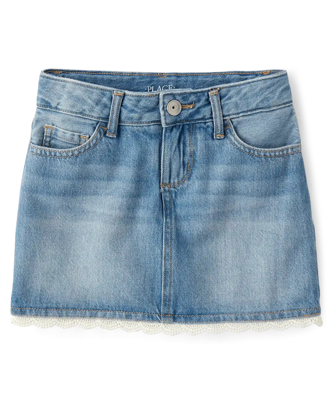 Girls Crochet Denim Skort - blue | The Children's Place