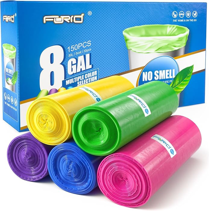 FORID 8 Gallon Trash Bags Multi Colored - Extra Thick Garbage Bags Unscented, Strong Plastic Wast... | Amazon (US)