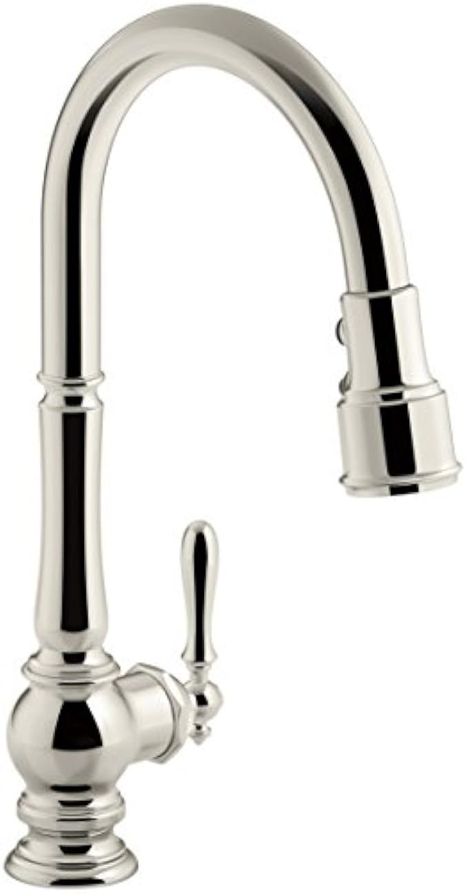 KOHLER K-99259-SN Artifacts Single-Hole Kitchen Sink Faucet with 17-5/8-Inch Pull-Down Spout, 3-Func | Amazon (US)