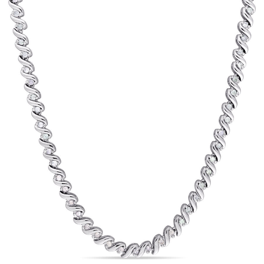 AMOUR 1 CT TW Diamond Tennis Necklace In Sterling Silver | Jomashop.com & JomaDeals.com