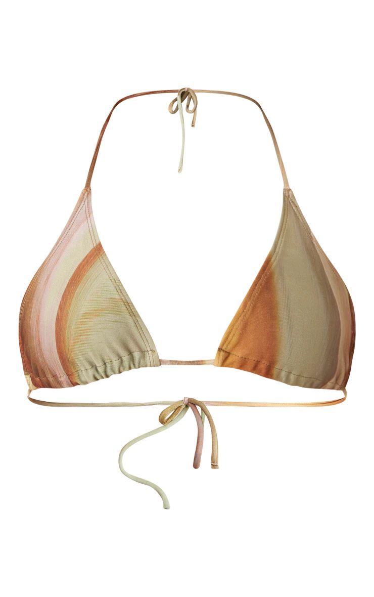 Multi Abstract Marble Print Bikini Top | PrettyLittleThing US