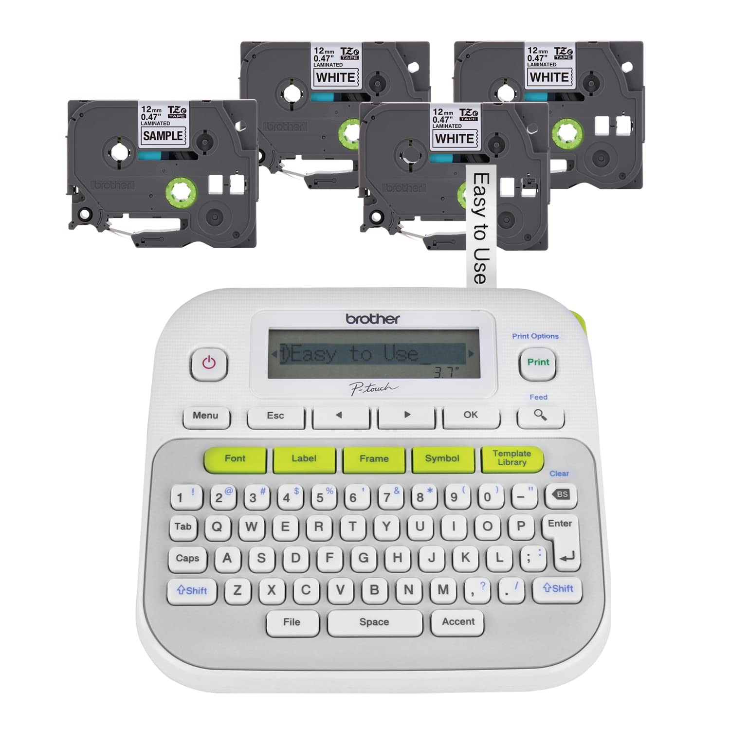Brother P-Touch PT-D210 Label Maker Value Bundle Includes 4 Label Tapes, Easy-to-Use, Home and Office Organization, White | Amazon (US)