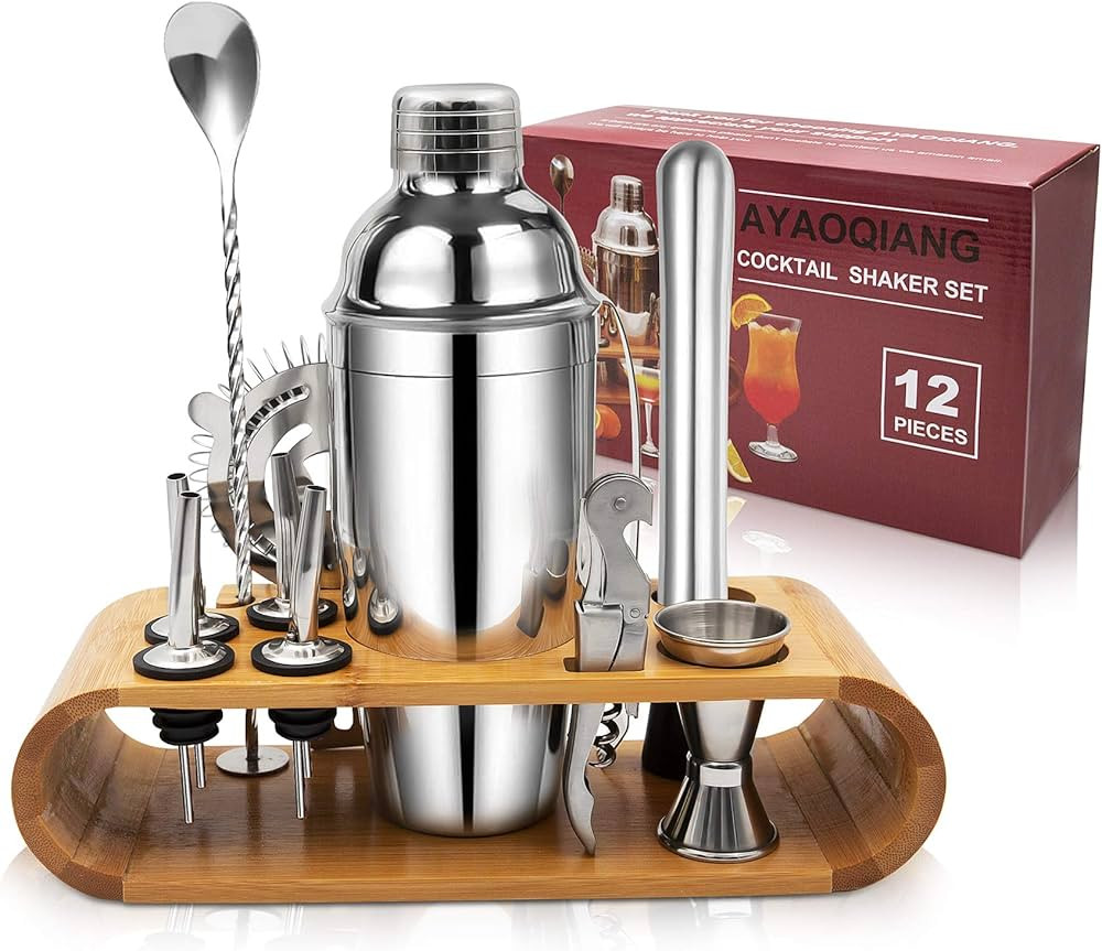 Cocktail Shaker Set,750 ML Stainless Steel Cocktail Mixing Set with Stand,Bartending Kit for Home... | Amazon (UK)