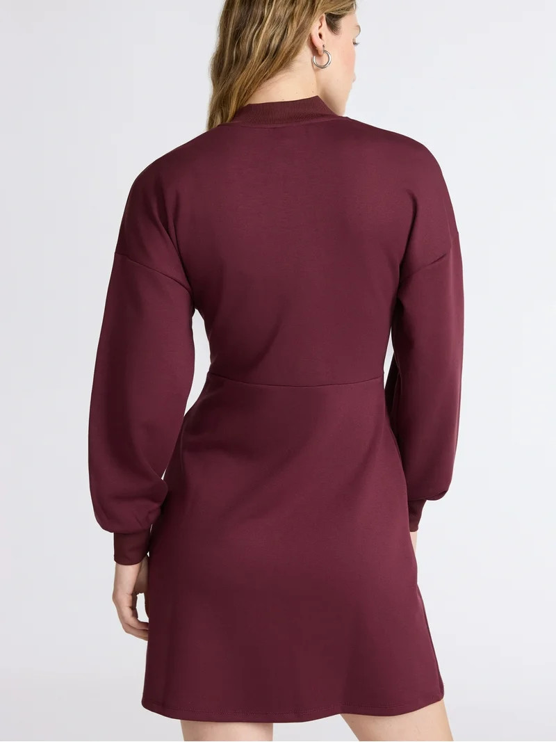 Scoop Women's and Women's Plus New Scubaknit Zip Front Mini Dress, Sizes XS-4X | Walmart (US)