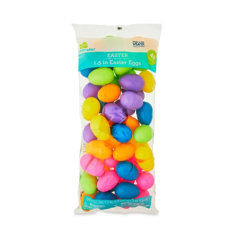 Easter 40mm (1.5 Inch) Bright and Pastel Plastic Easter Eggs, 48 Count, by Way To Celebrate | Walmart (US)