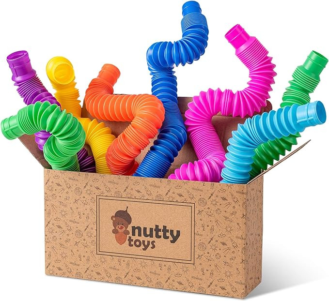 nutty toys 8pk Pop Tubes Sensory Toys (Large) Fine Motor Skills Learning Toddler Toy for Kids Top... | Amazon (US)