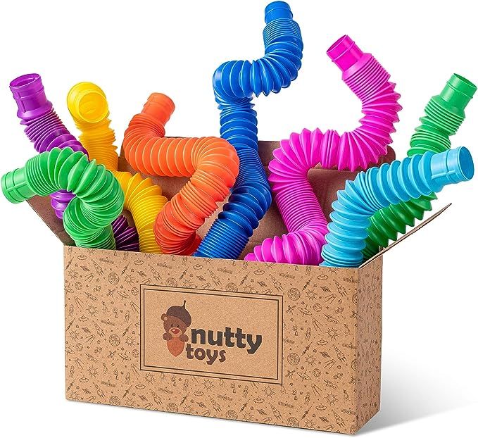 nutty toys 8 pk Pop Tubes Sensory Toys (Large) Fine Motor Skills & Learning Toy for Kids Top ADHD... | Amazon (US)