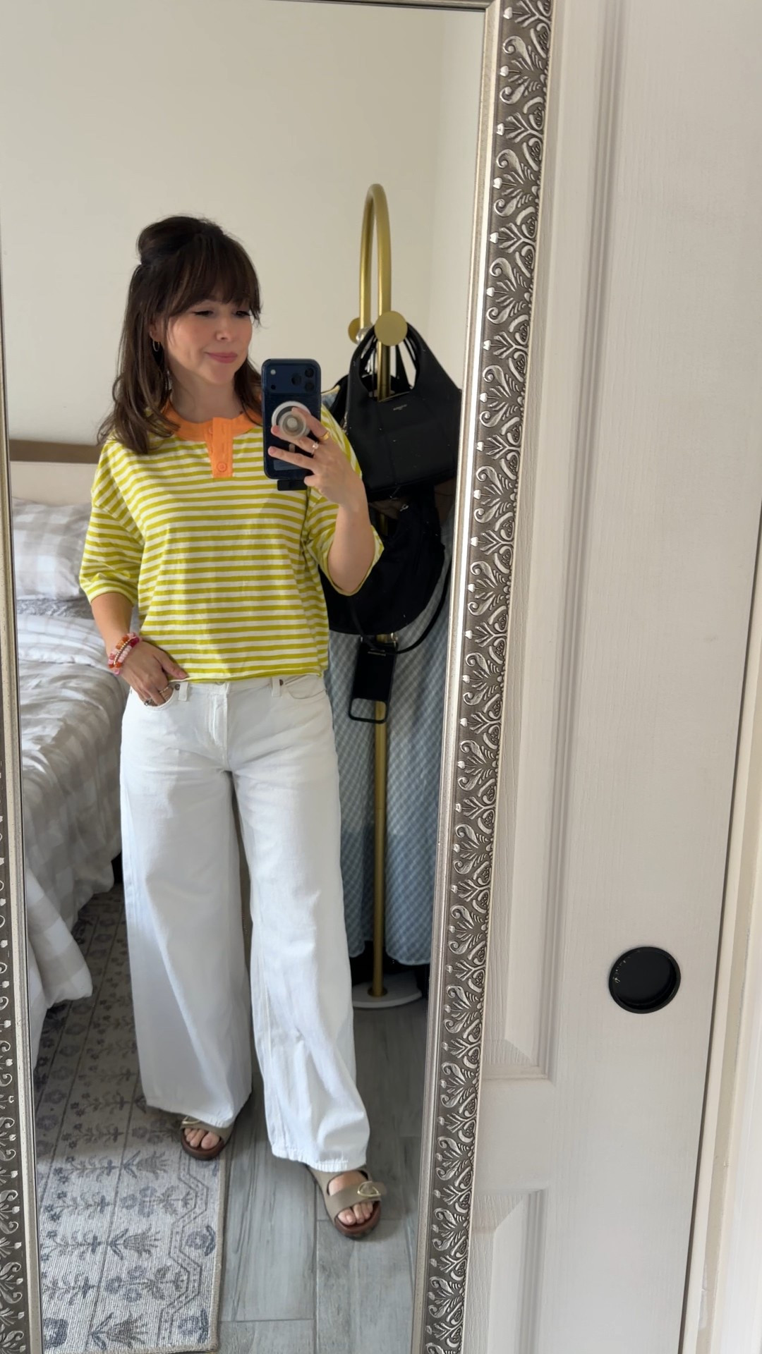 Easy, throw-on outfit that still feels pulled together.
This striped tee is lightweight, not boxy on a 5’2 frame, and works year-round with denim or white pants.
These wide-leg white pants are one of those pieces I reach for constantly—comfortable, flattering, and easy to style with sandals or sneakers.
Great everyday outfit for errands, school pickup, or casual plans.

Top XS 
Jeans 00 short no hem needed 


#LTKPetite #LTKootd