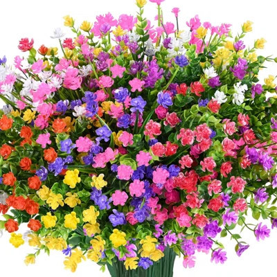 12PCS Artificial Plants Outdoor,Artificial Flowers, UV Resistant Fake Flowers, Faux Flowers for Outdoor Planters for Front Porch Pot Decor | Wayfair North America