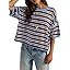 Tankaneo Womens Oversized Striped Tshirts Summer Short Sleeve Tops Boxy Tee | Amazon (US)