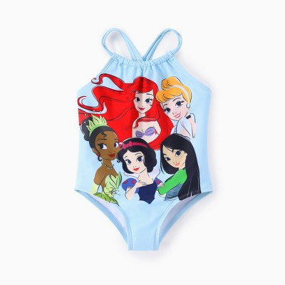 Disney Princess Kids Mulan Tiana Cinderella Ariel One Piece Swimsuits Disney Princess Blue 3T-4T | Target