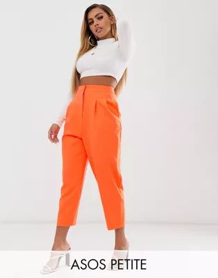 ASOS DESIGN petite extreme tapered 80s pants in pop orange | ASOS US