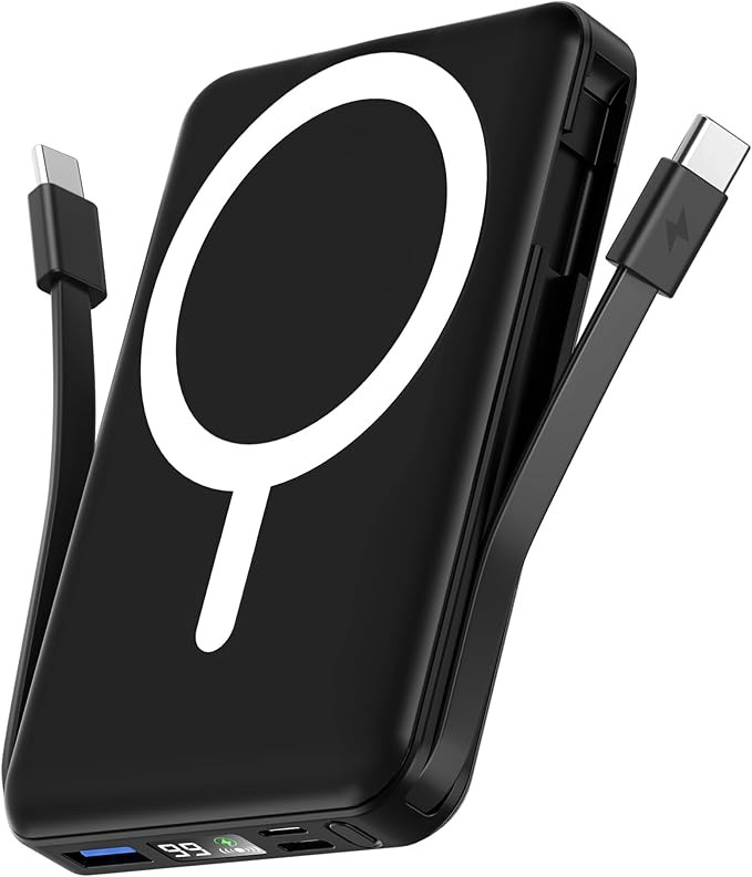 podoru for Magsafe Battery Pack, 10000mAh Magnetic Power Bank Built-in Double USB C Cables 22.5W ... | Amazon (US)
