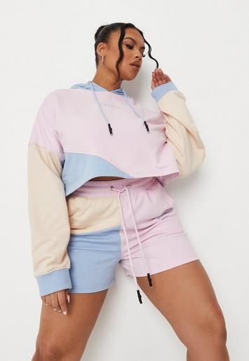 Missguided - Plus Size Pink Missguided Colorblock Shorts | Missguided (US & CA)