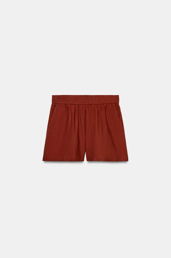 LINEN BLEND BERMUDA SHORTS WITH ELASTIC WAIST | Zara UK
