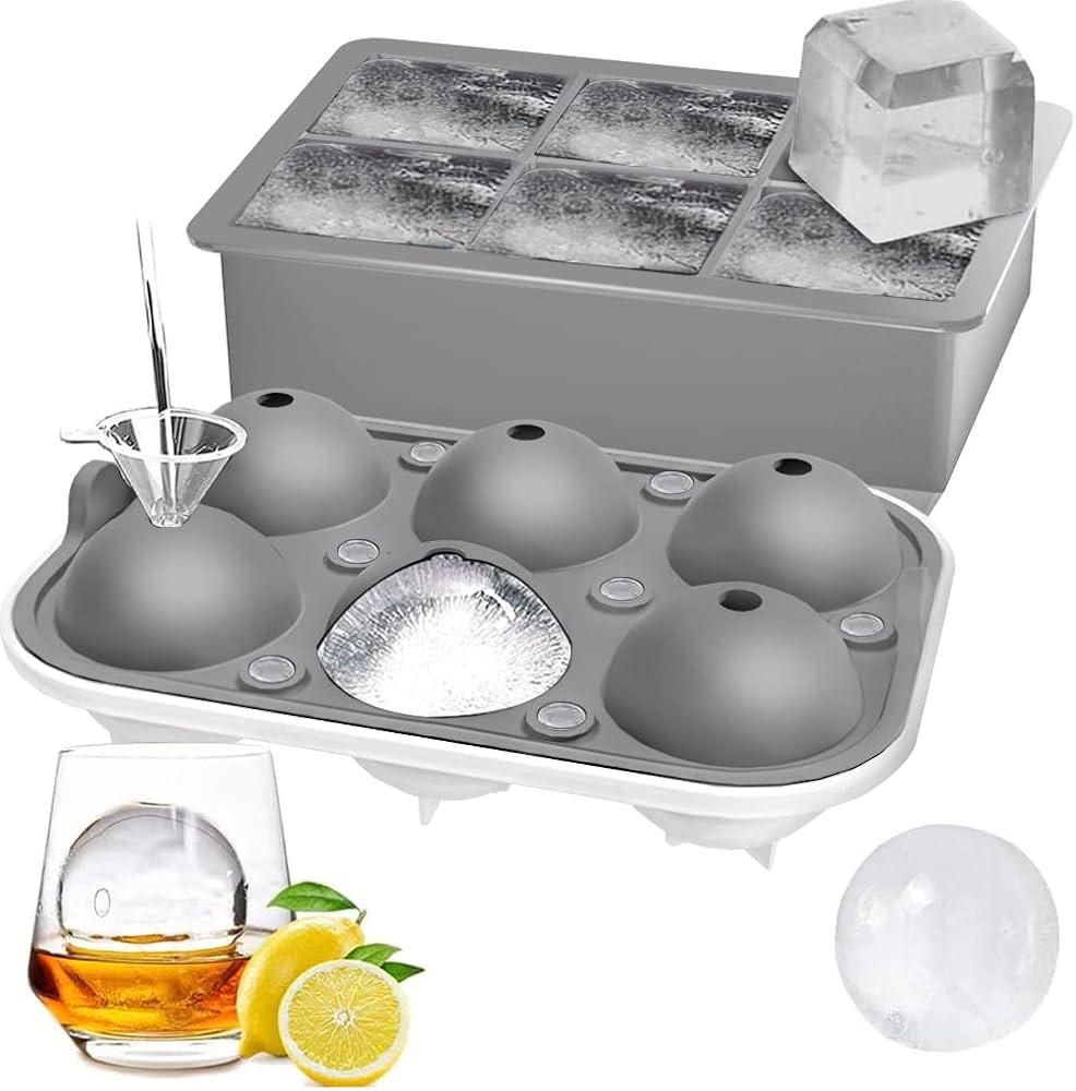 ROTTAY Ice Cube Trays (Set of 2), Sphere Ice Ball Maker with Lid & Large Square Ice Cube Maker fo... | Amazon (US)