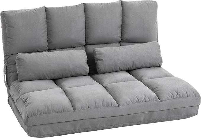 HOMCOM Convertible Floor Sofa Chair, Folding Upholstered Couch Bed, Adjustable Guest Chaise Loung... | Amazon (US)