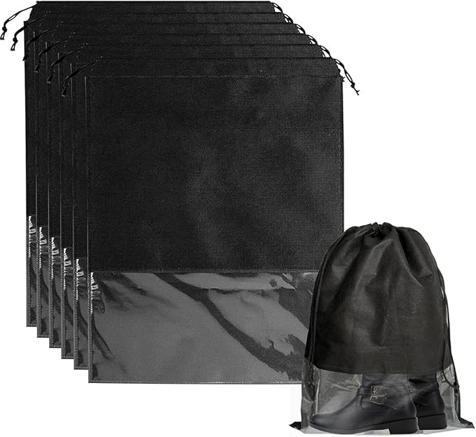 6 Pack Dust Bags for Purses and Handbags, Large Non-Woven Dustproof Drawstring Bags, Travel Shoe ... | Amazon (US)