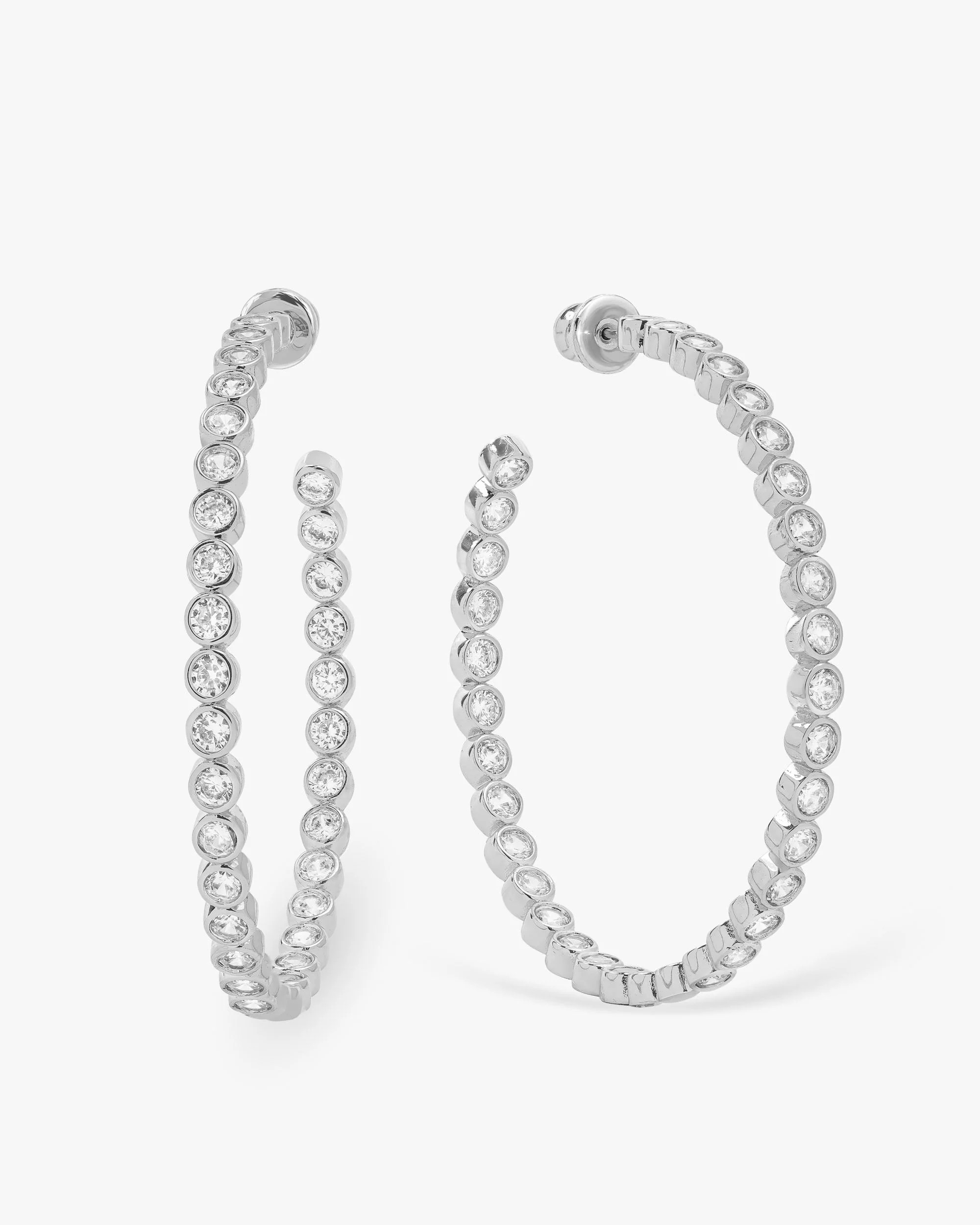 Baroness Hoops 2" - Silver|White Diamondettes | Melinda Maria Jewelry