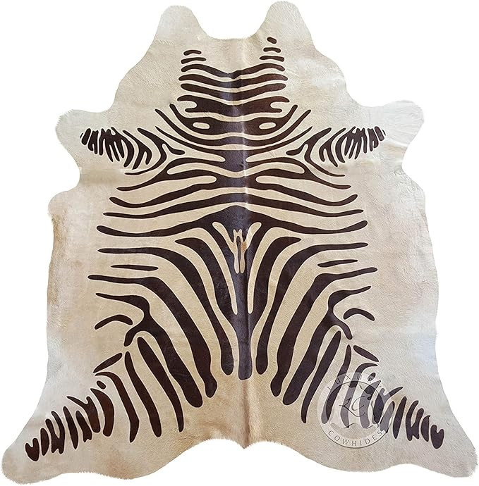 Sunshine Cowhides 100% Genuine Zebra Print Brown on Beige Cowhide Rug - Modern Style Animal Skin ... | Amazon (US)