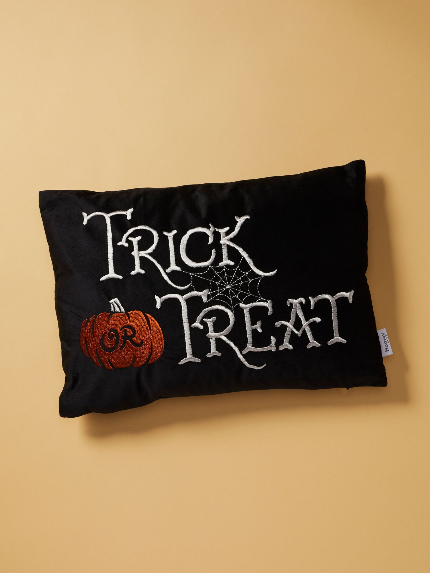 14x20 Velvet Trick Or Treat Pumpkin Pillow | Halloween | HomeGoods | HomeGoods