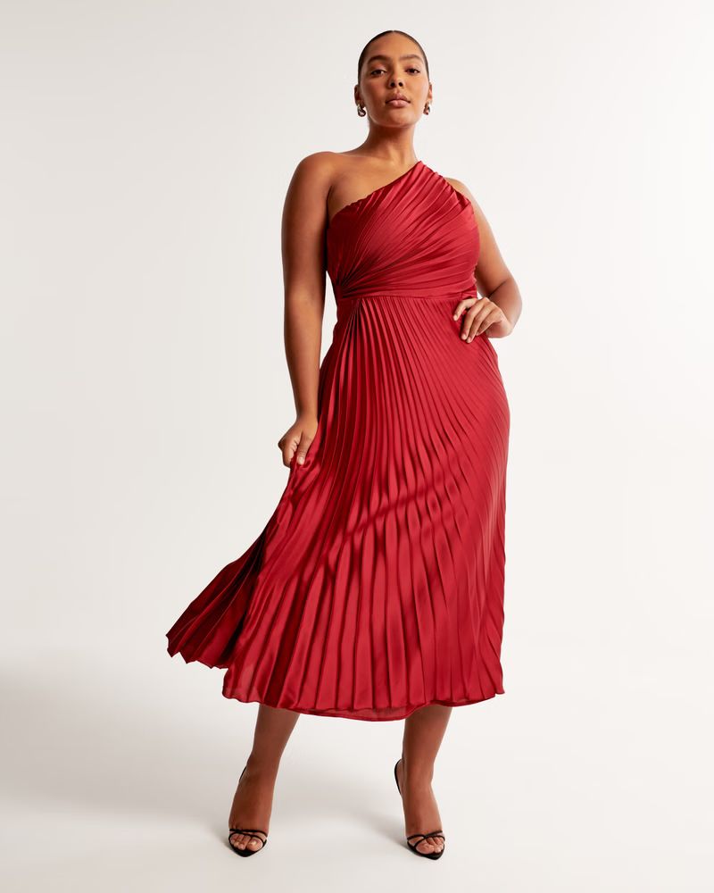 The A&F Giselle Pleated One-Shoulder Maxi Dress | Abercrombie & Fitch (US)