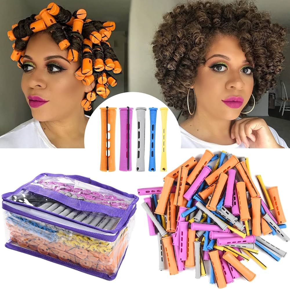 100pcs Perm Rods Set for Natural Hair 5 Sizes Cold Wave Rods Hair Rollers for Women Hair Curling ... | Amazon (US)