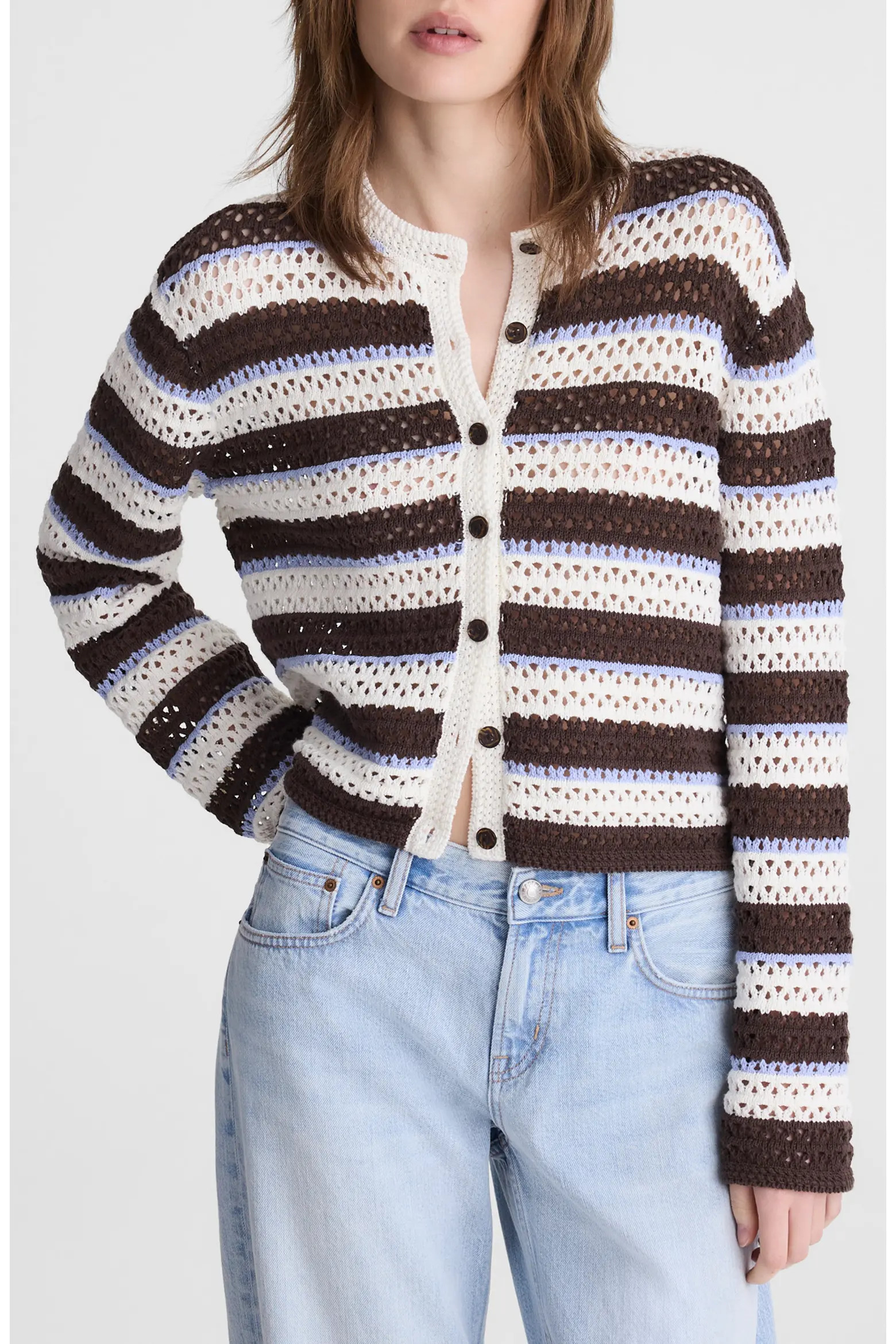 Stripe Pointelle Cardigan (Women) | Nordstrom | Nordstrom