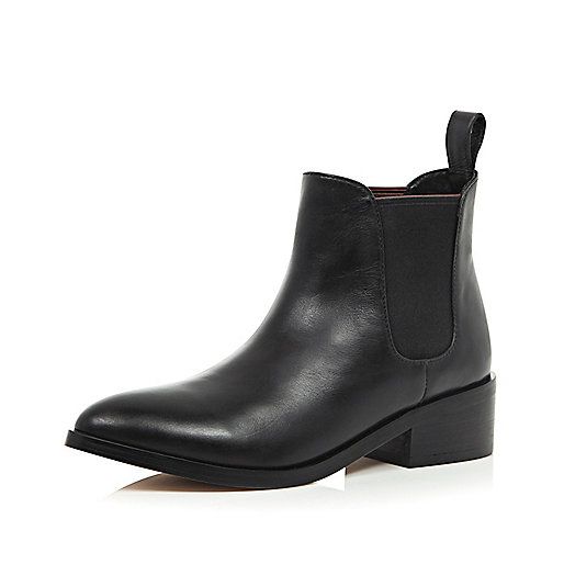 Black leather Chelsea ankle boots | River Island (UK & IE)