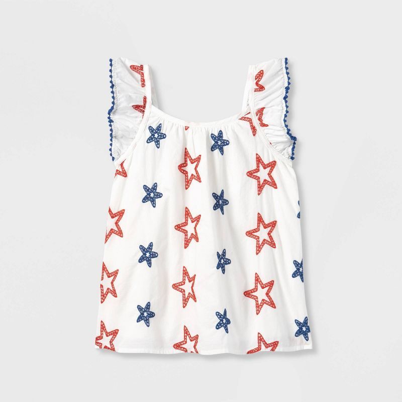 Girls' Short Sleeve Americana Eyelet Woven Top - Cat & Jack™ White | Target