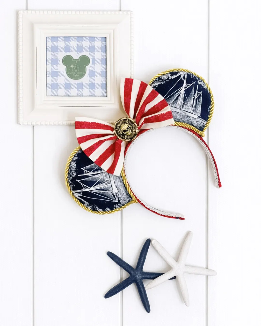 Buccaneer’s Bay | Pirate Night Mouse Ears | Nautical Red White & Navy Disney Cruise Ears | Hand... | Etsy (US)