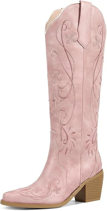 wetkiss Cowboy Boots for Women Knee High Cowgirl Boots, Western Boots with Floral Embroidered Poi... | Amazon (US)