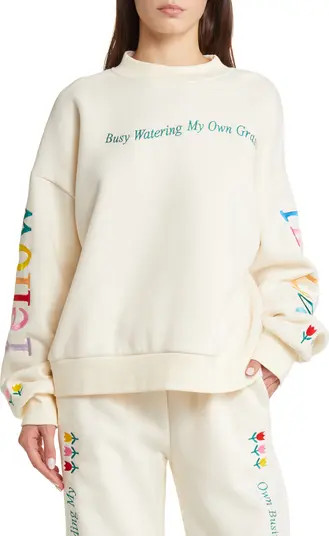 YELLOW THE LABEL Watering My Own Grass Embroidered Graphic Sweatshirt | Nordstrom | Nordstrom