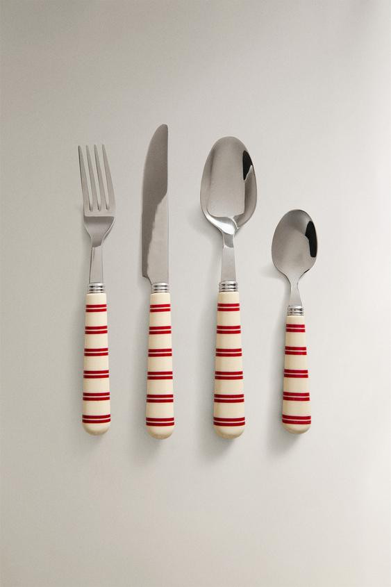 4-PIECE CUTLERY SET WITH STRIPED HANDLE | Zara US