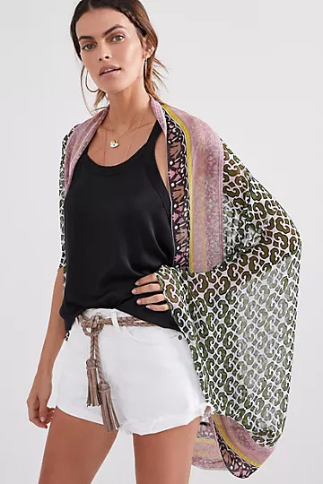 Geometric Cocoon Kimono | Anthropologie (US)