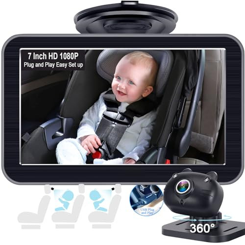 DoHonest Baby Car Camera 7-Inch: USB Plug and Play Easy Setup 360 Degree Rotating Backseat Camera Two Kids HD 1080P Rear Facing Car Seat Cameras Clear Night Vision -V9 | Amazon (US)