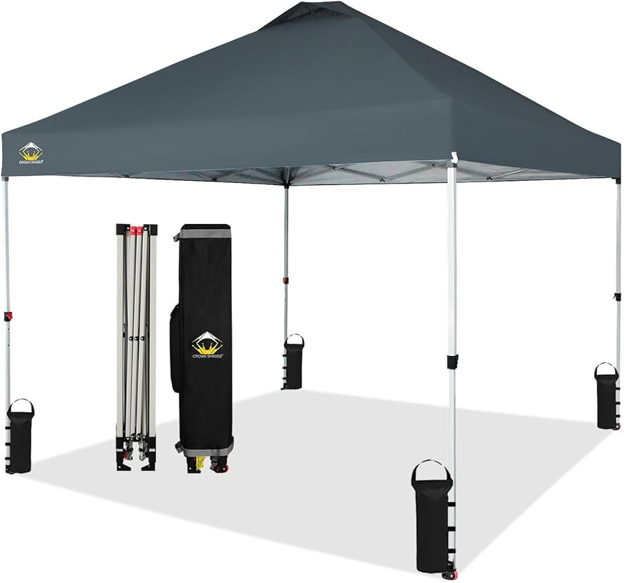CROWN SHADES 10x10 Pop Up Canopy - Beach Tent with One Push Setup - Easy Outdoor Sun Shade for Ev... | Amazon (US)