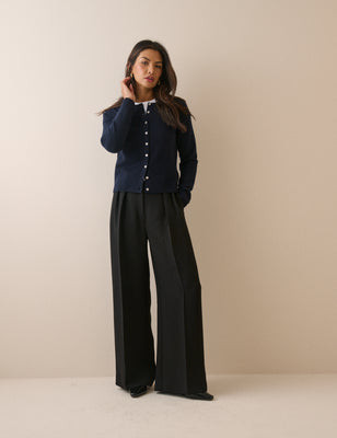 Black High Waisted Rue Wide Leg Trousers | Nobody's Child